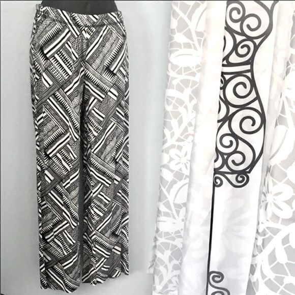Pink Victoria’s Secret Black & White Chevron Print Palazzo Pants Size Small - Picture 1 of 7
